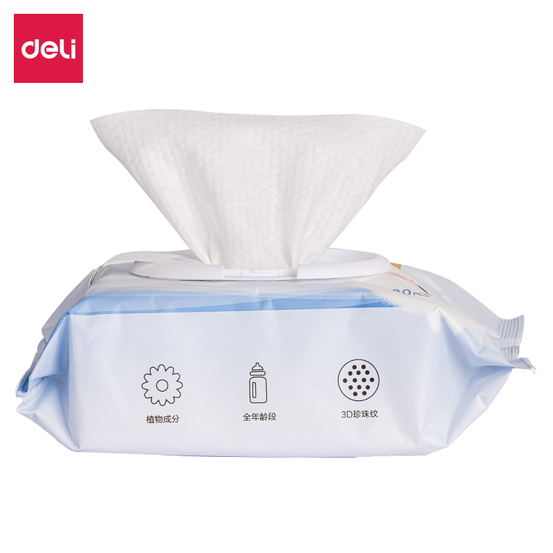 得力LQ106婴儿手口湿巾(白色)(80片/包)