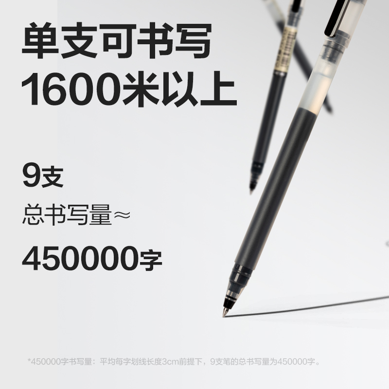 得力A566-SC大容量拔帽中性笔0.5mm子弹头(黑)(9支/卡)